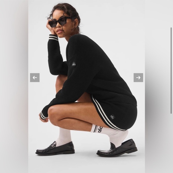 ❌SOLD❌Alo Yoga Tennis Club Sweater Knit Cardigan in Black/Ivory New with Tags! - Picture 3 of 11